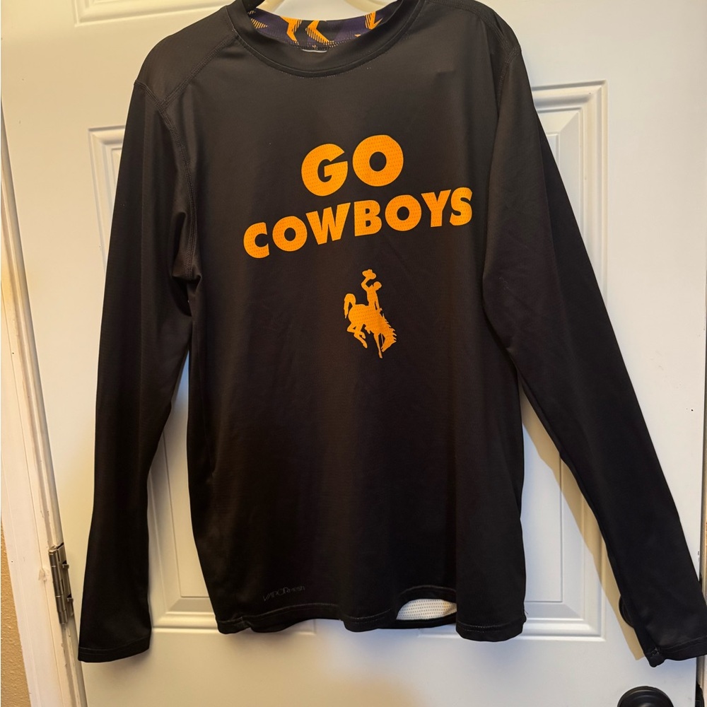 Go Cowboys Men's Black and Orange Long Sleeve Jersey